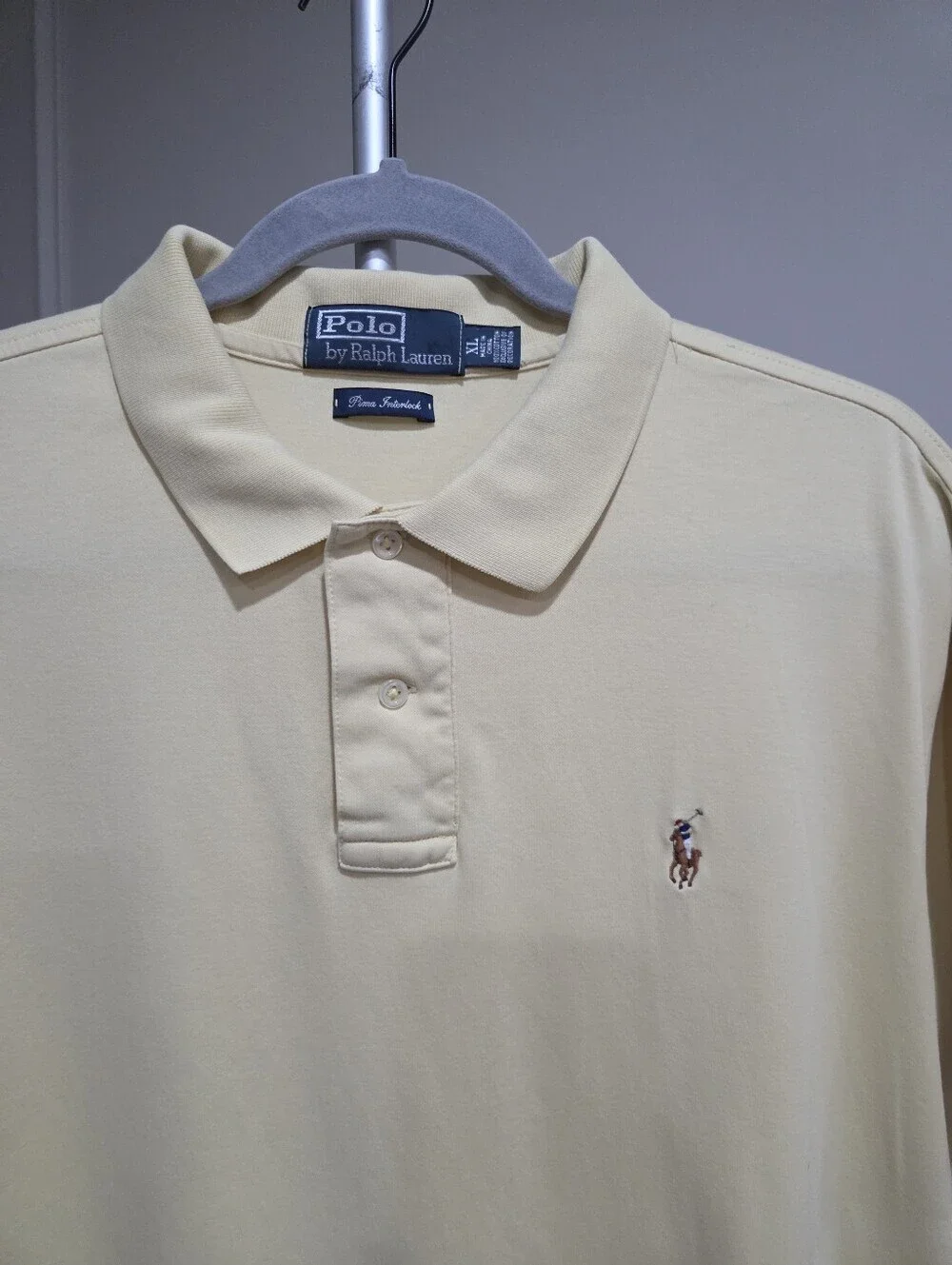 Ralph Lauren Men's Pale Yellow Polo Shirt with Pony Logo Sz.XL